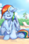 Size: 1866x2799 | Tagged: safe, artist:ravistdash, imported from derpibooru, rainbow dash, pegasus, pony, semi-anthro, beach, beach chair, butt, chair, cheek fluff, cloud, dock, eyes closed, floppy ears, frog (hoof), grooming, licking, palm tree, plot, preening, rainbutt dash, sitting, sky, solo, summer, swimming pool, tongue out, tree, underhoof, wet, wet mane, wings