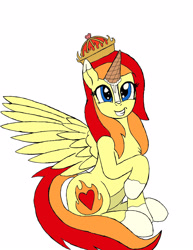 Size: 2550x3300 | Tagged: safe, artist:firepone, imported from derpibooru, oc, oc:kerosene wildfire, pegasus, pony, crown, cute, fake horn, food, high res, ice cream, jewelry, princess, regalia, wings