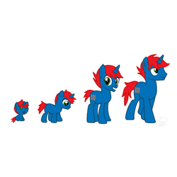 Size: 900x900 | Tagged: safe, artist:ry-bluepony1, imported from derpibooru, oc, oc only, oc:train track, pony, unicorn, adult, baby, baby pony, base used, colt, evolution, foal, male, show accurate, solo, stallion, teenager