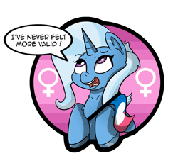 Size: 1222x1074 | Tagged: safe, artist:n-o-n, imported from derpibooru, trixie, pony, unicorn, cis, cis girl, cis pride flag, cisflag, happy, headcanon, heterosexual, lgbt headcanon, pride, pride flag, proud, sexuality headcanon, simple background, smiling, smug, solo, straight, straight flag, straight pride flag