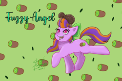 Size: 1772x1181 | Tagged: safe, artist:shacy's pagelings, imported from derpibooru, oc, oc only, oc:fuzzy angel, oc:kiwi the kiwi, earth pony, kiwi, pony, female, solo