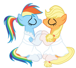 Size: 1079x964 | Tagged: safe, artist:3d4d, artist:gmaplay, imported from derpibooru, applejack, rainbow dash, appledash, female, lesbian, marriage, shipping, simple background, transparent background, vector, wedding