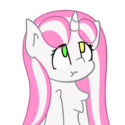 Size: 300x300 | Tagged: safe, artist:half note, imported from derpibooru, oc, oc only, oc:half note, oc:note beat, pony, unicorn, animated, chest fluff, female, gif, heterochromia, horn, mare, simple background, solo, transparent background, unicorn oc