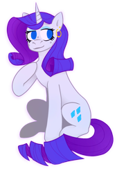 Size: 1262x1867 | Tagged: safe, artist:summersplash, imported from derpibooru, rarity, pony, unicorn, ear piercing, earring, jewelry, piercing, raised hoof, simple background, sitting, solo, transparent background