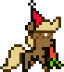 Size: 92x104 | Tagged: safe, artist:cammy, imported from ponybooru, animated, carrot, dancing, food, hat, party hat, pixel art, verity