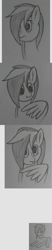 Size: 1040x4994 | Tagged: safe, artist:hopesome-way, derpibooru exclusive, imported from derpibooru, oc, oc only, oc:gleaming copse, pegasus, pony, bust, grooming, monochrome, preening, solo, traditional art