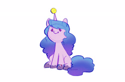 Size: 2484x1638 | Tagged: safe, artist:dawnfire, izzy moonbow, pony, unicorn, female, g5, izzy, mare, signature, simple background, sitting, solo, tennis ball, white background