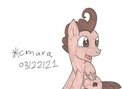 Size: 1119x800 | Tagged: safe, artist:cmara, imported from derpibooru, pound cake, pegasus, pony, male, older, older pound cake, open mouth, simple background, sitting, solo, stallion, traditional art, white background