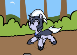 Size: 837x598 | Tagged: safe, artist:neuro, imported from derpibooru, silver sable, pony, unicorn, animated, female, gif, guardsmare, mare, royal guard, solo, trotting