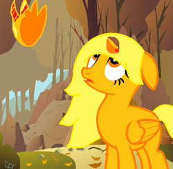 Size: 613x599 | Tagged: safe, artist:purplediamondcat, imported from derpibooru, oc, oc only, oc:lemon dream, pegasus, pony, autumn, day, floppy ears, looking up, solo