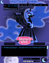 Size: 269x343 | Tagged: safe, imported from derpibooru, nightmare moon, princess luna, alicorn, pony, armor, jewelry, mare in the moon, moon, regalia, sparkles, turntable, winamp