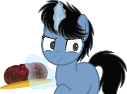 Size: 989x731 | Tagged: safe, artist:muhammad yunus, artist:tanahgrogot, imported from derpibooru, oc, oc only, oc:siti shafiyyah, pony, unicorn, base used, cake, chocolate, female, food, horn, indonesia, looking at you, magic, mare, simple background, solo, telekinesis, transparent background, unamused, unicorn oc, vector, wide eyes