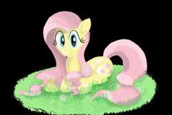 Size: 5472x3648 | Tagged: safe, artist:addelum, imported from derpibooru, fluttershy, pegasus, pony, black background, cute, lying down, prone, shyabetes, simple background, solo, transparent background