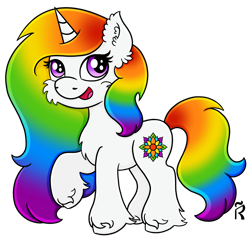 Size: 1600x1530 | Tagged: safe, artist:dawn-designs-art, imported from derpibooru, oc, oc only, oc:karma, pony, unicorn, cheek fluff, chest fluff, commission, commissions open, ear fluff, female, mare, multicolored hair, rainbow hair, simple background, solo, transparent background, unshorn fetlocks