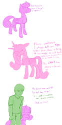 Size: 1536x3067 | Tagged: safe, artist:nonamenymous, imported from derpibooru, princess cadance, princess flurry heart, oc, oc:anon, alicorn, human, pony, adopted, adopted offspring, adoptive siblings, brother and sister, facehoof, female, high res, male, mare, mother and child, mother and daughter, mother and son, older, older flurry heart, overprotective, siblings