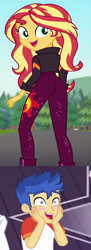 Size: 693x1905 | Tagged: safe, artist:ktd1993, edit, edited screencap, imported from derpibooru, screencap, flash sentry, sunset shimmer, equestria girls, equestria girls series, spring breakdown, sunset's backstage pass!, spoiler:eqg series (season 2), ass, bunset shimmer, butt, female, flashimmer, male, shipping, straight