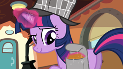 Size: 1920x1080 | Tagged: safe, imported from derpibooru, screencap, twilight sparkle, pony, unicorn, mmmystery on the friendship express, bag, butt, deerstalker, detective, female, hat, magic, mare, plot, saddle bag, sherlock holmes, sherlock sparkle, solo, telekinesis, twibutt, unicorn twilight