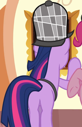 Size: 956x1473 | Tagged: safe, imported from derpibooru, screencap, twilight sparkle, pony, unicorn, mmmystery on the friendship express, butt, cropped, deerstalker, featureless crotch, female, hat, mare, plot, sherlock holmes, sherlock sparkle, solo, standing on two hooves, twibutt, unicorn twilight