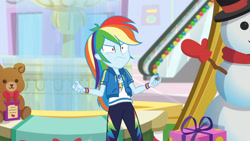 Size: 3410x1920 | Tagged: safe, imported from derpibooru, screencap, rainbow dash, equestria girls, equestria girls series, holidays unwrapped, spoiler:eqg series (season 2), angry, clothes, cutie mark, cutie mark on clothes, dashing through the mall, female, geode of super speed, hoodie, jewelry, magical geodes, necklace, rainbow dash is best facemaker, shrunken pupils, solo