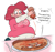 Size: 1275x1200 | Tagged: safe, artist:noh-buddy, imported from derpibooru, pinkie pie, twilight sparkle, human, belly, big belly, big breasts, blush sticker, blushing, breasts, busty pinkie pie, dialogue, duo, fat, female, females only, food, food transformation, fork, heart eyes, humanized, i'm pancake, imminent vore, inanimate tf, knife, licking, licking lips, obese, pancakes, plate, pudgy pie, syrup, table, tongue out, transformation, twicake, wingding eyes