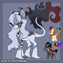 Size: 1300x1300 | Tagged: safe, artist:tresmariasarts, imported from derpibooru, autumn blaze, king sombra, oc, oc only, oc:silver scorch, kirin, :t, fusion, horn, jewelry, multiple horns, regalia, two-horned kirin