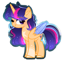 Size: 972x900 | Tagged: safe, artist:magicallightsentryyt, imported from derpibooru, oc, oc only, oc:harmony light, alicorn, pony, base used, coat markings, ethereal mane, female, mare, offspring, one eye closed, parent:flash sentry, parent:twilight sparkle, parents:flashlight, simple background, socks (coat markings), solo, starry mane, starry wings, transparent background, two toned wings, wings, wink