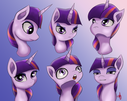 Size: 4510x3601 | Tagged: safe, artist:guatergau5, imported from derpibooru, twilight sparkle, pony, unicorn, angry, bust, face, gradient background, lip bite, portrait, solo, unicorn twilight