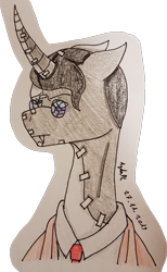 Size: 1729x2810 | Tagged: safe, artist:agdapl, imported from derpibooru, pony, unicorn, bust, clothes, glasses, horn, male, medic, ponified, signature, simple background, stallion, team fortress 2, traditional art, transparent background