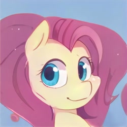 Size: 1024x1024 | Tagged: safe, artist:thisponydoesnotexist, imported from derpibooru, pony, ai content, ai generated, bust, cute, generator:thisponydoesnotexist, looking at you, neural network, not fluttershy, portrait, smiling, smiling at you, solo