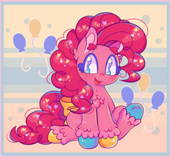 Size: 2048x1882 | Tagged: safe, artist:sidruni, imported from derpibooru, pinkie pie, earth pony, pony, chest fluff, colored hooves, cute, cutie mark, diapinkes, ear fluff, female, heart, heart eyes, mare, open mouth, sitting, solo, unshorn fetlocks, wingding eyes