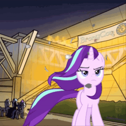 Size: 750x750 | Tagged: safe, imported from derpibooru, starlight glimmer, bronycon, bronycon 2019, animated, bronycon mascots, gif, some mares just want to watch the world burn, this is fine