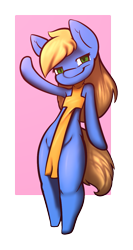 Size: 663x1242 | Tagged: safe, artist:afkregen, imported from derpibooru, oc, oc only, anthro, earth pony, semi-anthro, unguligrade anthro, clothes, digital art, female, looking at you, scarf, simple background, solo, solo female, tail, thighs, transparent background