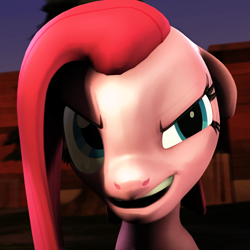 Size: 1080x1080 | Tagged: safe, artist:camchao, imported from derpibooru, pinkie pie, earth pony, pony, 3d, edgy, faic, female, pinkamena diane pie, smiling, smug, solo, solo female, source filmmaker