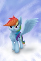 Size: 695x1024 | Tagged: safe, artist:t15, artist:thunder s arts, imported from derpibooru, rainbow dash, pegasus, pony, full body, looking at you, mlp:fim, my little pony, signature, simple background, solo, spread wings, wings