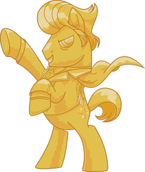 Size: 2000x2374 | Tagged: safe, artist:frownfactory, imported from derpibooru, gladmane, pony, viva las pegasus, gold, high res, idol, male, simple background, solo, stallion, statue, transparent background, vector
