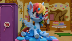 Size: 1920x1080 | Tagged: safe, imported from derpibooru, screencap, rainbow dash, pony, cake off, my little pony: pony life, my little pony: stop motion short, cake, food, g4.5, pony life, solo, stop motion