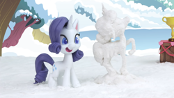 Size: 1920x1080 | Tagged: safe, imported from derpibooru, screencap, rarity, pony, my little pony: pony life, my little pony: stop motion short, snow pony contest (short), g4.5, pony life, snowmare, snowpony, solo, stop motion