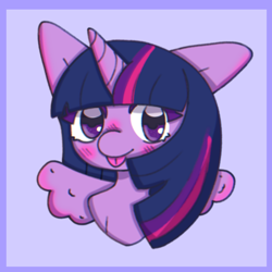 Size: 1500x1500 | Tagged: safe, artist:rabidmomento, imported from derpibooru, twilight sparkle, alicorn, pony, :p, blushing, bust, colored eyelashes, shading, solo, tongue out, twilight sparkle (alicorn)