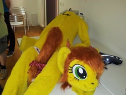 Size: 2592x1944 | Tagged: safe, artist:atalonthedeer, imported from derpibooru, oc, oc:canni soda, fursuit, galacon, irl, oh my god they killed kenny, photo, pun, south park