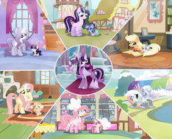Size: 4466x3616 | Tagged: safe, artist:xxcheerupxxx, imported from derpibooru, applejack, fluttershy, pinkie pie, rainbow dash, rarity, starlight glimmer, twilight sparkle, oc, oc only, oc:aqua lagoon, oc:elastic heart, oc:mirabella, oc:moon hour, oc:silent heaven, oc:vanilla muffin, alicorn, earth pony, pegasus, pony, unicorn, alternate design, baby, baby pony, base used, female, magical lesbian spawn, mare, mother and child, mother and daughter, offspring, parent:applejack, parent:moondancer, parent:pinkie pie, parent:rainbow dash, parent:rarity, parent:starlight glimmer, parent:trixie, parent:twilight sparkle, parents:appledash, parents:derpyshy, parents:pinkiedancer, parents:rarilight, parents:startrix, parents:twidash, twilight sparkle (alicorn)