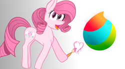 Size: 1298x720 | Tagged: safe, artist:muhammad yunus, artist:tanahgrogot, imported from derpibooru, oc, oc only, oc:annisa trihapsari, earth pony, pony, base used, earth pony oc, female, heart, looking at you, mare, medibang paint, not rarity, open mouth, painting, pink body, pink hair, solo, vector