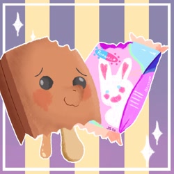 Size: 2048x2048 | Tagged: safe, artist:qkyoec, imported from derpibooru, oc, oc:paper bag, commission, food, high res, popsicle, sparkles, ych result