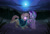 Size: 1920x1296 | Tagged: safe, artist:bearmation, artist:heavysplatter, imported from derpibooru, starlight glimmer, sunburst, pony, undead, unicorn, zombie, zombie pony, boombox, female, hypnosis, hypnotized, male, night, shipping, starburst, story included, straight
