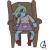 Size: 1000x1000 | Tagged: safe, artist:gotharts, derpibooru exclusive, imported from derpibooru, oc, oc only, oc:rickety plush, anthro, broodmother, button eyes, chair, clothes, doll, dress, female, simple background, sitting, solo, stitches, toy, transparent background, watermark