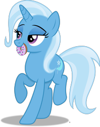 Size: 3519x4432 | Tagged: safe, artist:anime-equestria, imported from derpibooru, trixie, pony, unicorn, donut, eyeshadow, female, food, horn, lidded eyes, makeup, mare, mouth hold, simple background, solo, transparent background, vector