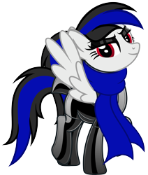 Size: 4441x5237 | Tagged: safe, alternate version, artist:severity-gray, imported from derpibooru, oc, oc only, oc:labys, pegasus, pony, clothes, eyeshadow, female, gloves, latex, latex gloves, latex socks, latex suit, looking at you, makeup, mare, ponytail, scarf, simple background, socks, solo, suit, tail wrap, transparent background, walking