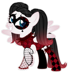 Size: 2156x2168 | Tagged: safe, artist:aurorakaufmann, imported from derpibooru, oc, oc only, oc:giggle glider, pegasus, pony, clothes, corset, female, fishnets, grin, high res, jester, mare, mask, raised hoof, simple background, smiling, socks, solo, stockings, tattoo, thigh highs, transparent background