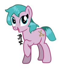 Size: 612x570 | Tagged: safe, artist:caecii, artist:djmatinext, imported from derpibooru, oc, oc only, earth pony, pony, base used, drawn on phone, female, female oc, learning to draw, phone drawing, simple background, solo, white background