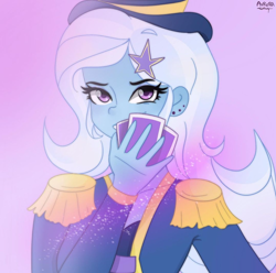 Size: 1344x1332 | Tagged: safe, artist:_denart, imported from derpibooru, trixie, equestria girls, equestria girls series, street magic with trixie, spoiler:eqg series (season 2), card