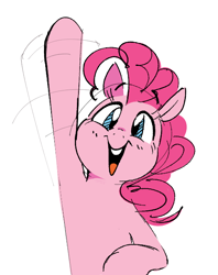 Size: 510x643 | Tagged: safe, artist:hattsy, imported from ponybooru, pinkie pie, earth pony, pony, cute, diapinkes, female, looking at you, mare, simple background, solo, waving, white background